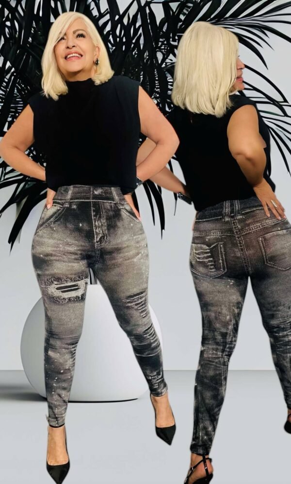Leggings Elastizados Efecto Denim – Comodidad y Estilo en un Solo Diseño - Image 3