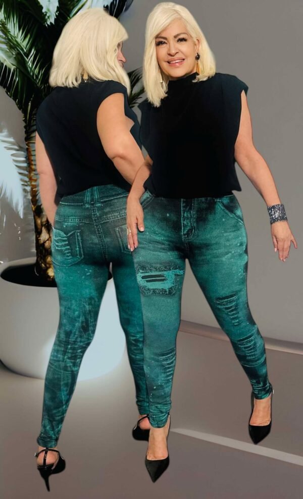 Leggings Elastizados Efecto Denim – Comodidad y Estilo en un Solo Diseño - Image 4