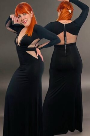 Vestido Negro Elastizado con Transparencias - Elegancia Sensual y Estilo Sofisticado