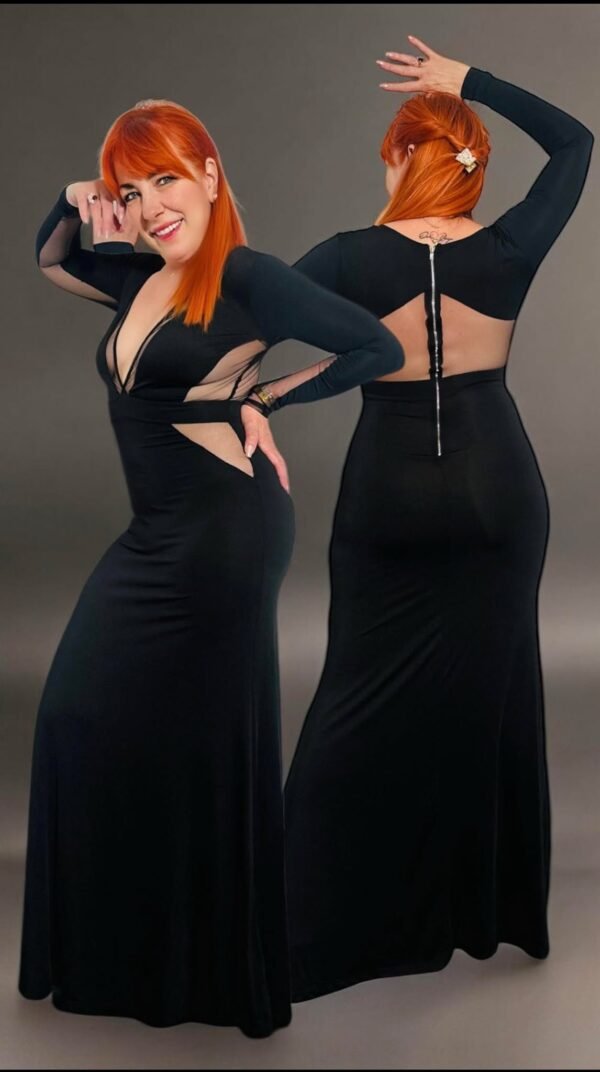 Vestido Negro Elastizado con Transparencias - Elegancia Sensual y Estilo Sofisticado